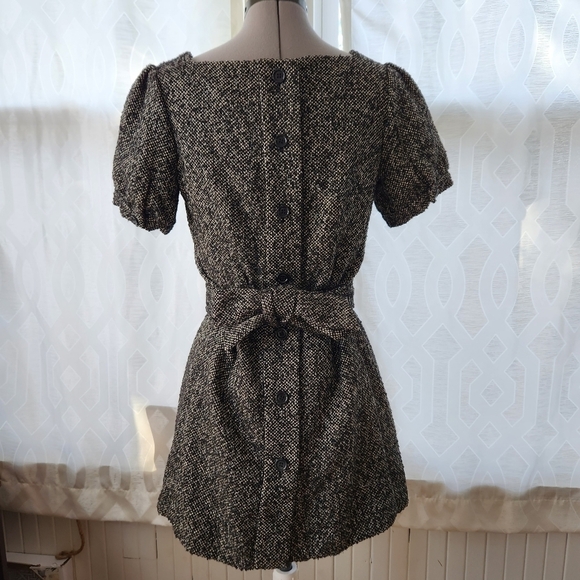Jennifer Lopez Small Puff Sleeve Metallic Tweed Belted Ultra Super Mini Dress - Picture 7 of 8